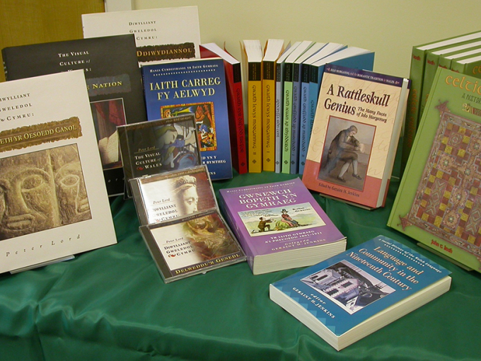 A display of books published by CAWCS
