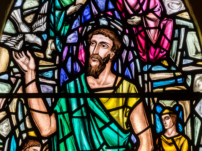 Image of St David in stained glass