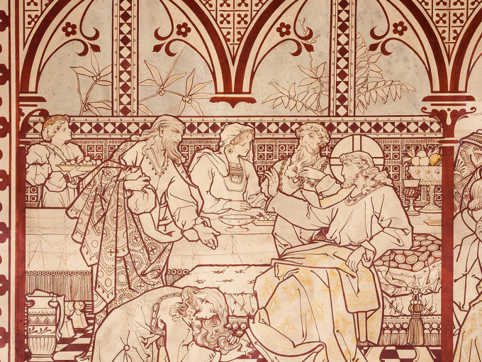 Wall painting with a biblical scene.