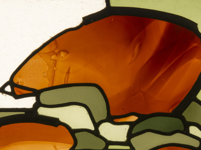 Detail of a panel of stained glass.